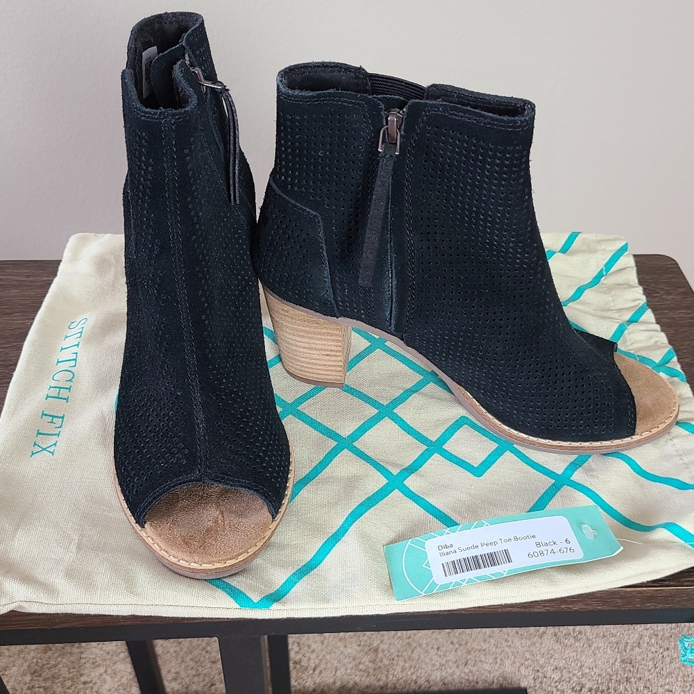 TOMS perforated peep toe booties